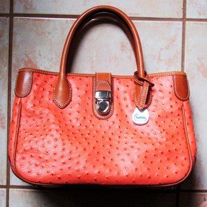 Dooney & Bourke Persimmon Ostrich Leather Convertible Crossbody bag
